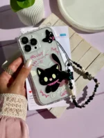 قاب گربه مشکی گوش دار با آویز (کدC2131) - تصویر 4