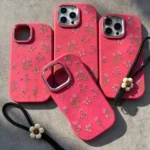 قاب گوشی موبایل باغ صورتی همراه با آویز / pink garden (کد my0024)