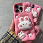 قاب گوشی موبایل سلیکونی خرگوش کیوت صورتی (کد my0028)