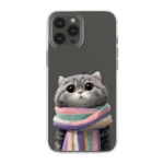 قاب گوشی سفارشی شفاف  Cat with Big Scarf (کد CH172)