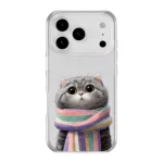 قاب گوشی سفارشی شفاف  Cat with Big Scarf (کد CH172) - Image 3