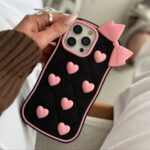 قاب گوشی موبایل سیلیکونی پاپیون و قلب صورتی (کد my0125)