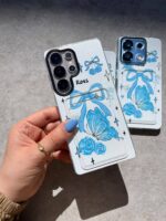 ⁨ قاب گوشی موبایل جاکارتی دار پاپیون آبی (کد my0247)