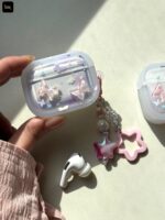 کاور ایرپاد پروانه كريستالي بهمراه آویز / Airpods case crystal butterfly (کد my0238)