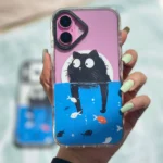 قاب گوشی موبایل آیفون گربه خپل شفاف آنتی شوک مگسیف دار / Cat Finding fish (کد my0153)