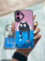 قاب گوشی موبایل آیفون گربه خپل شفاف آنتی شوک مگسیف دار / Cat Finding fish (کد my0153)