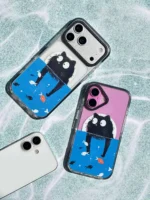 قاب گوشی موبایل آیفون گربه خپل شفاف آنتی شوک مگسیف دار / Cat Finding fish (کد my0153) - Image 3