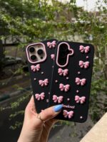 قاب گوشی موبایل پاپیون سیلیکونی / Ribbon pink & black (کد my0229) - Image 2