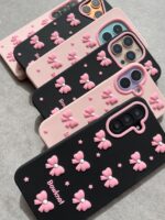 قاب گوشی موبایل پاپیون سیلیکونی / Ribbon pink & black (کد my0229)