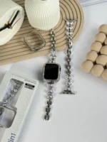 بند اپل واچ فلزی پاپیون کریستالی + گارد نگین دار (کدw5047) - Image 5