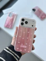 قاب گوشی موبایل قلب صورتی لیزری/ love pink (کد my0348)