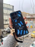 قاب گوشی موبایل پروانه آبی همراه با آویز / Blue butterfly (کد my0380) - Image 2