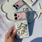 قاب گوشی موبایل آیفون بچه گربه گلدوزی /  Lens Kitten (کد my0421) - Image 2
