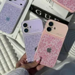 قاب گوشی موبایل پلنگی لنز اکلیلی / Leo Lens Glitter Pink & purple(کد my423)