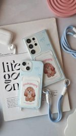قاب گوشی موبایل پاپی کیوت جاکارتی دار همراه با آویز / cute puppy (کد my0442)